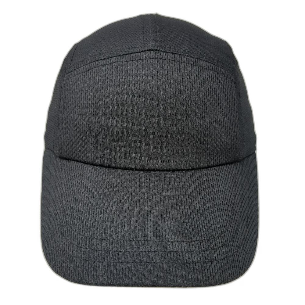 Headsweats 5 Panel Black One Size Strapback Coolmax Performance Running Hat